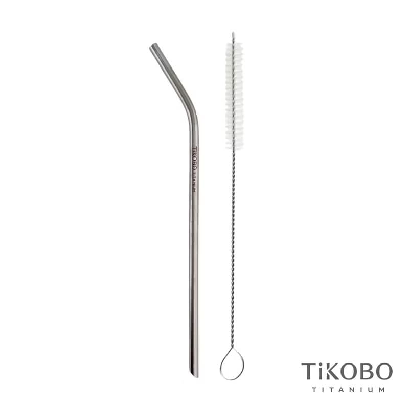 純鈦彎式細吸管 6mm ( 20cm高)【贈吸管刷】環保吸管 馬克杯吸管