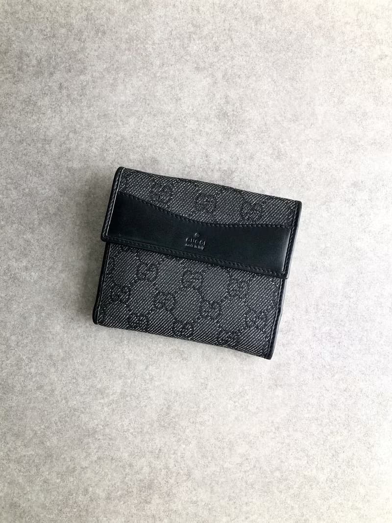 【 日本直送　名牌中古包 】GUCCI グッチ 財布 ブラック GGキャンバス 二つ折り財布 vintage ヴィンテージ オールド znwywn