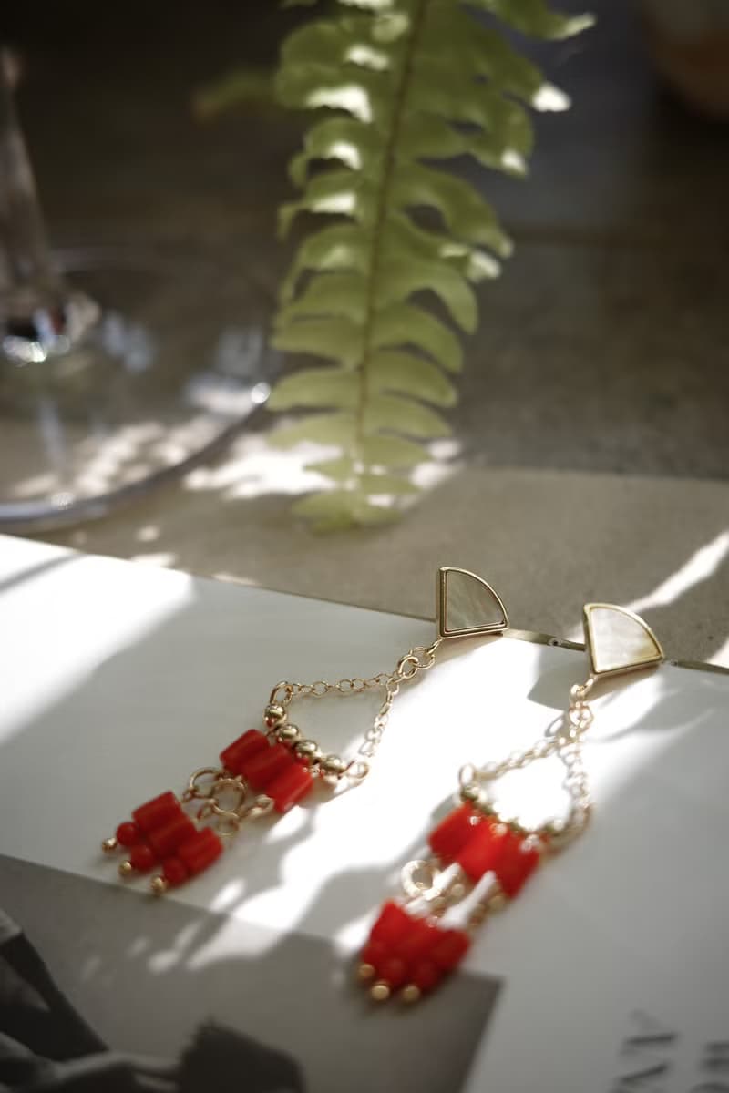 漂浪島 沙丁紅珊瑚耳飾 14kgf