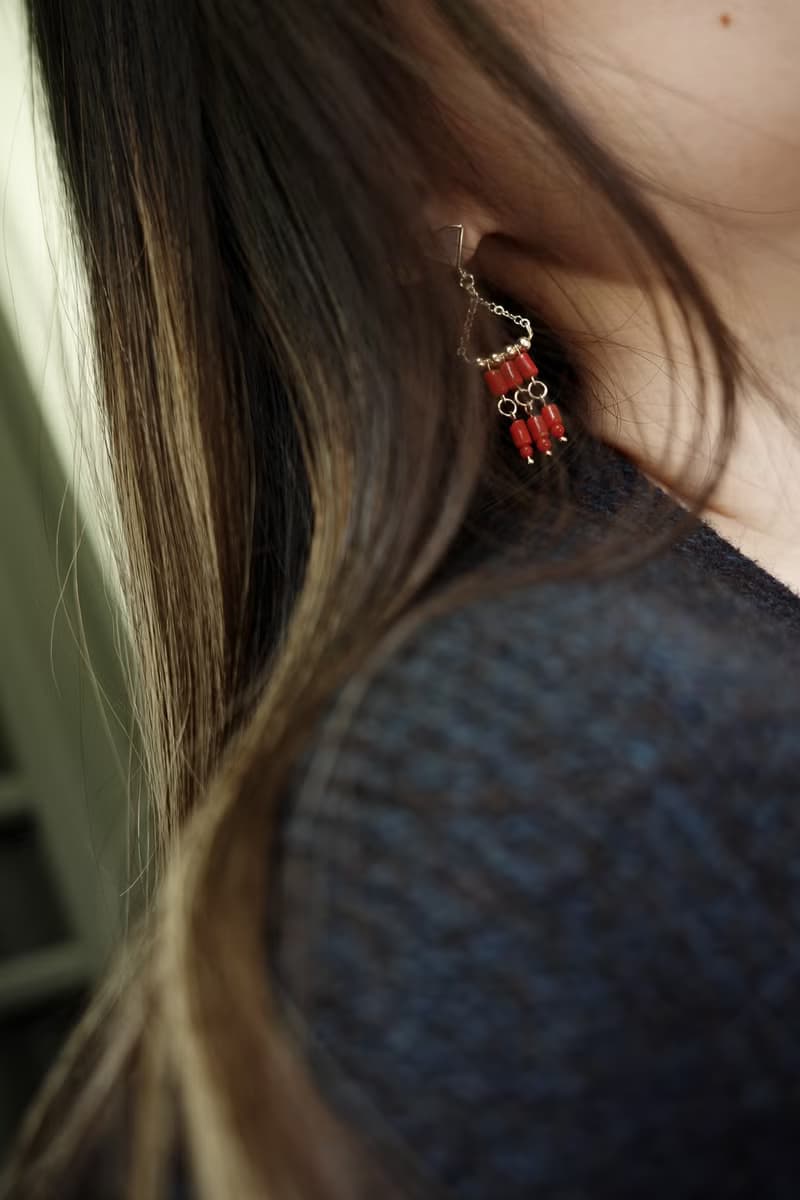 漂浪島 沙丁紅珊瑚耳飾 14kgf