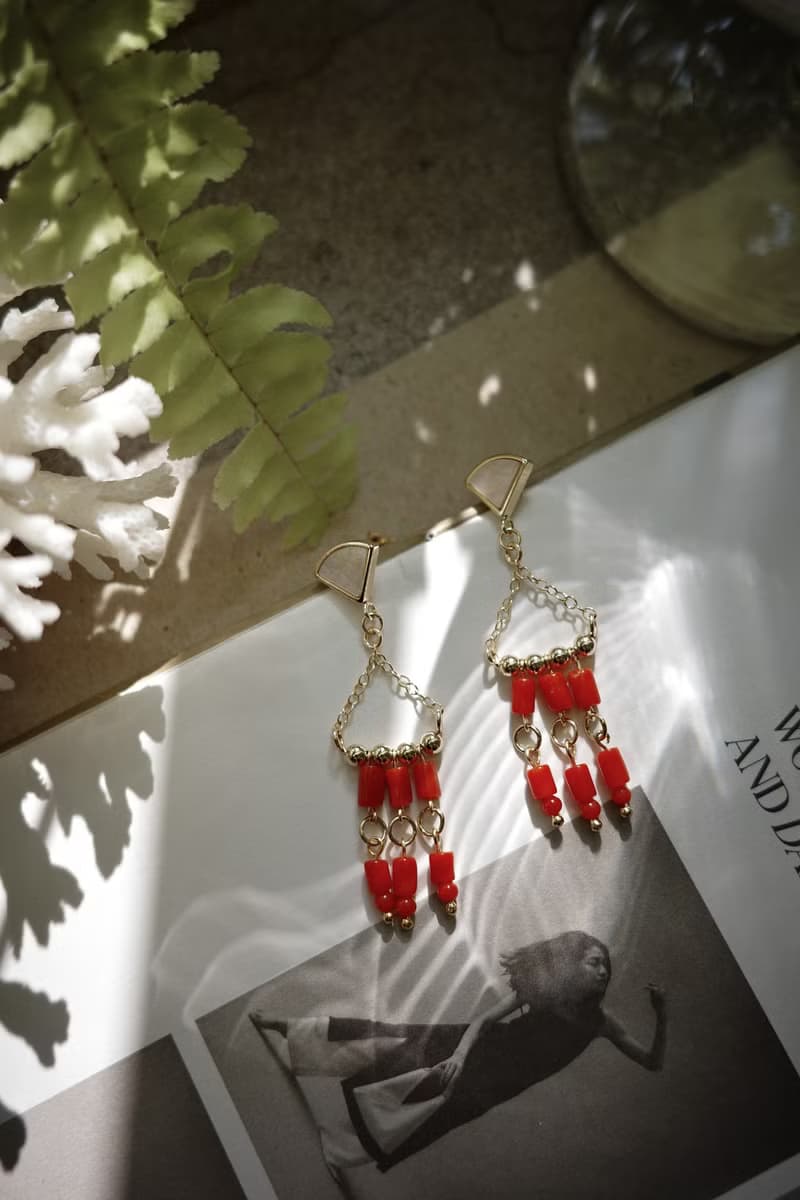 漂浪島 沙丁紅珊瑚耳飾 14kgf