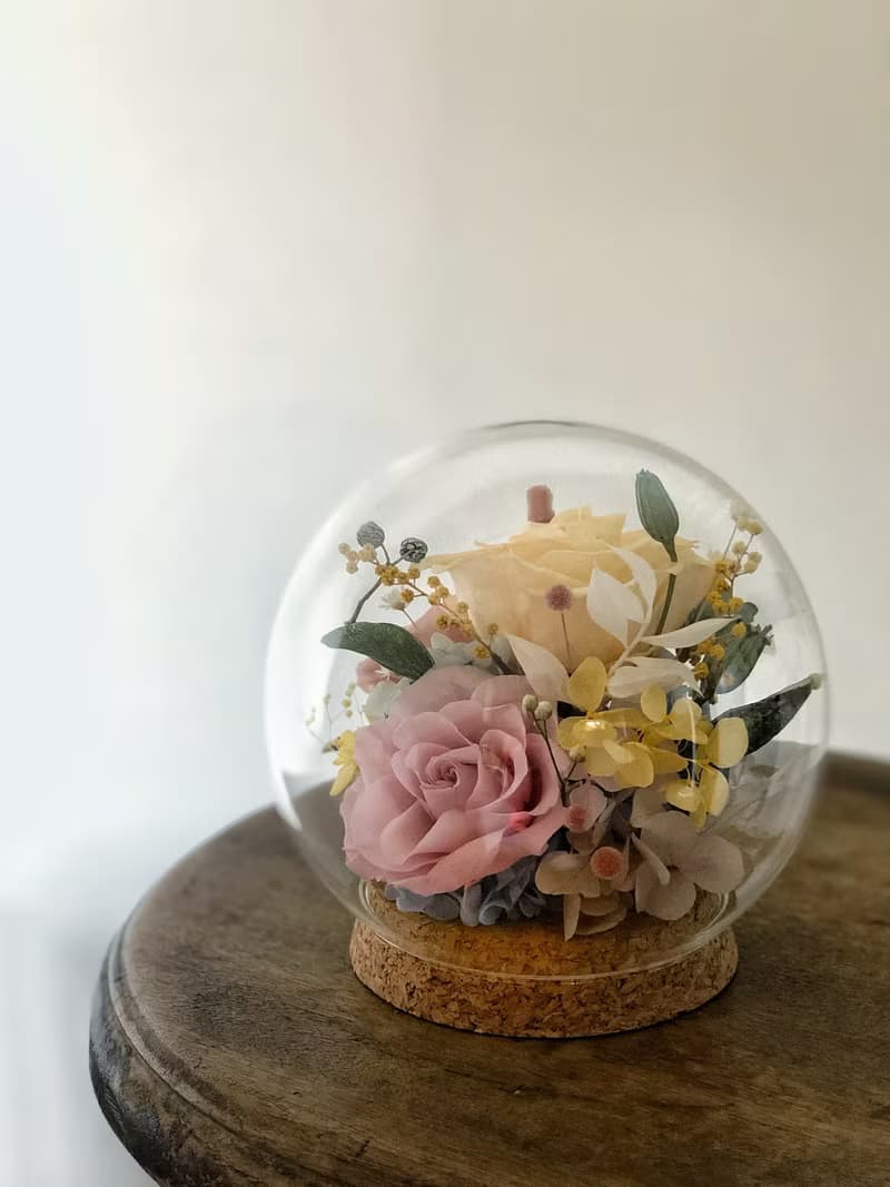 母親節花禮花束花禮【繽紛永生花圓球玻璃罩盅】永生花