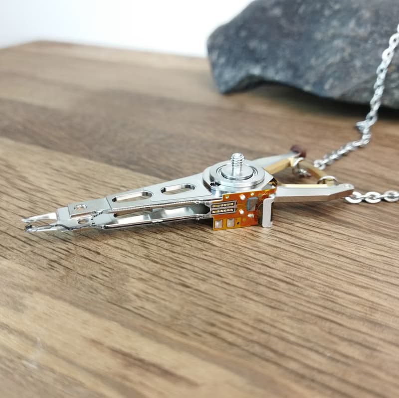 Cyberpunk pendant on chain. Cybercore jewelry. Sci fi necklace Father day gift