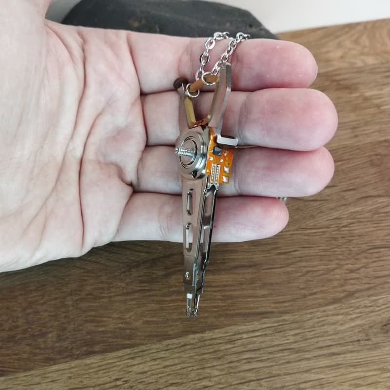 Cyberpunk pendant on chain. Cybercore jewelry. Sci fi necklace Father day gift