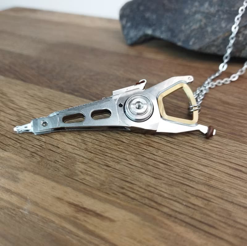 Cyberpunk pendant on chain. Cybercore jewelry. Sci fi necklace Father day gift