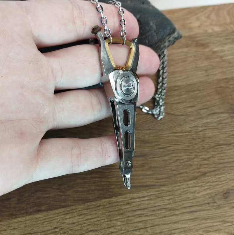 Cyberpunk pendant on chain. Cybercore jewelry. Sci fi necklace Father day gift