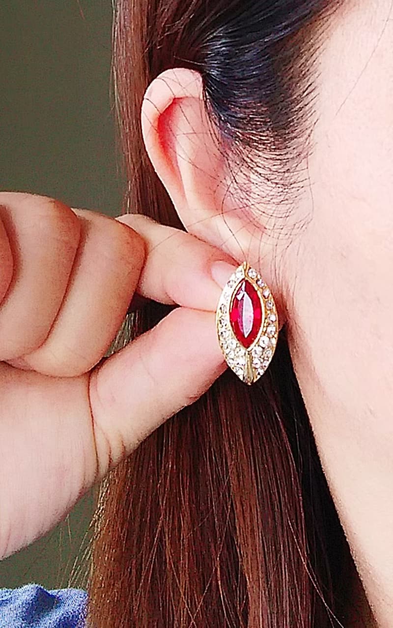 Vintage Jewelry 西洋古董飾品 氣質小奢華 精緻馬眼 針式耳環