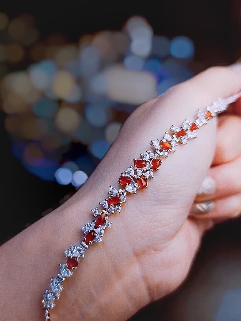 鴻運•幸福|緬甸A貨翡翠冰玻紅翡隨形訂製款純銀多顆手鏈