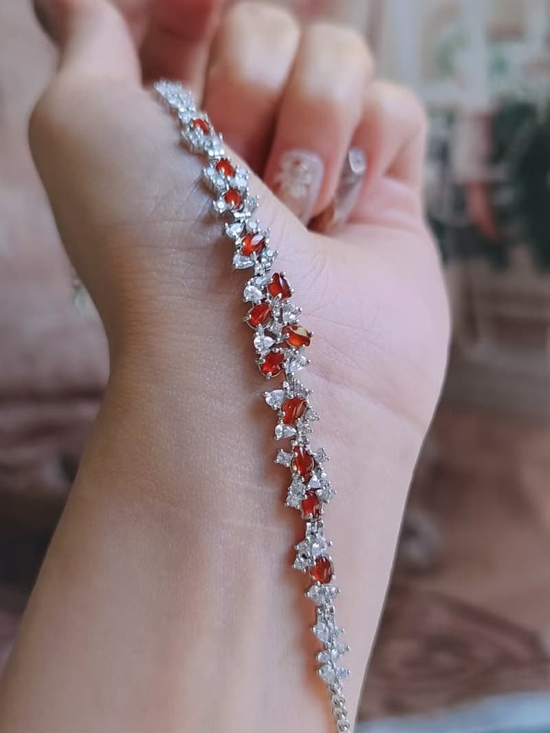 鴻運•幸福|緬甸A貨翡翠冰玻紅翡隨形訂製款純銀多顆手鏈