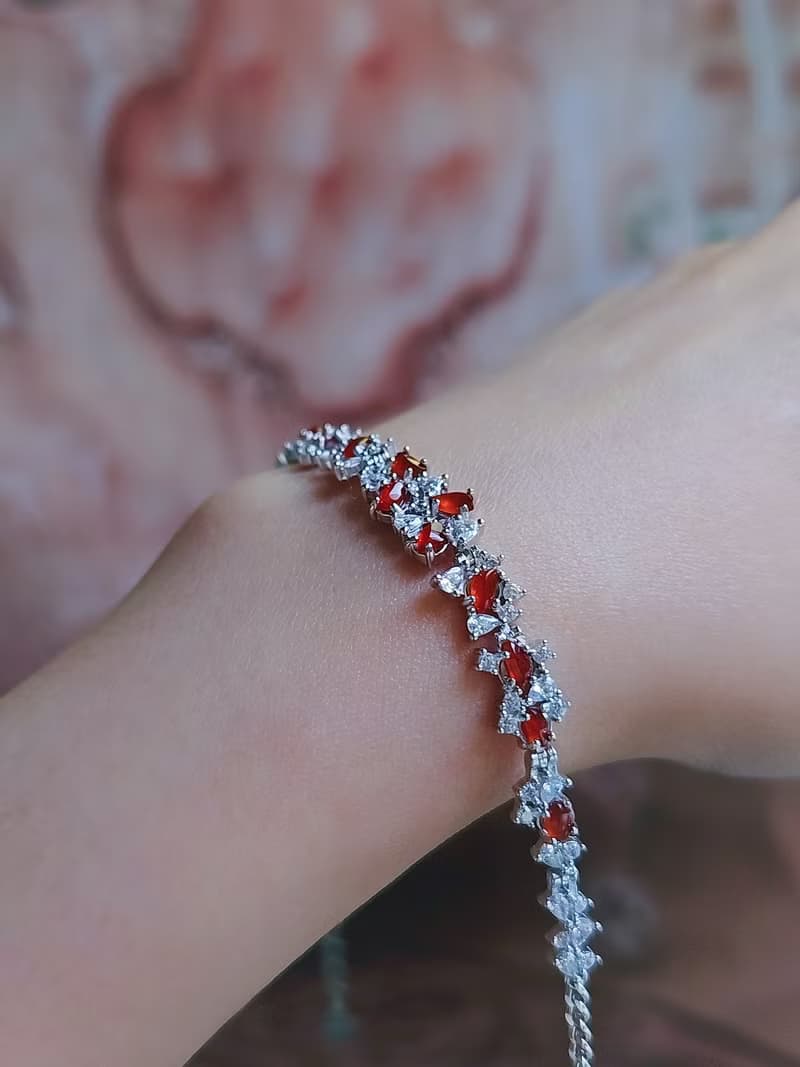 鴻運•幸福|緬甸A貨翡翠冰玻紅翡隨形訂製款純銀多顆手鏈