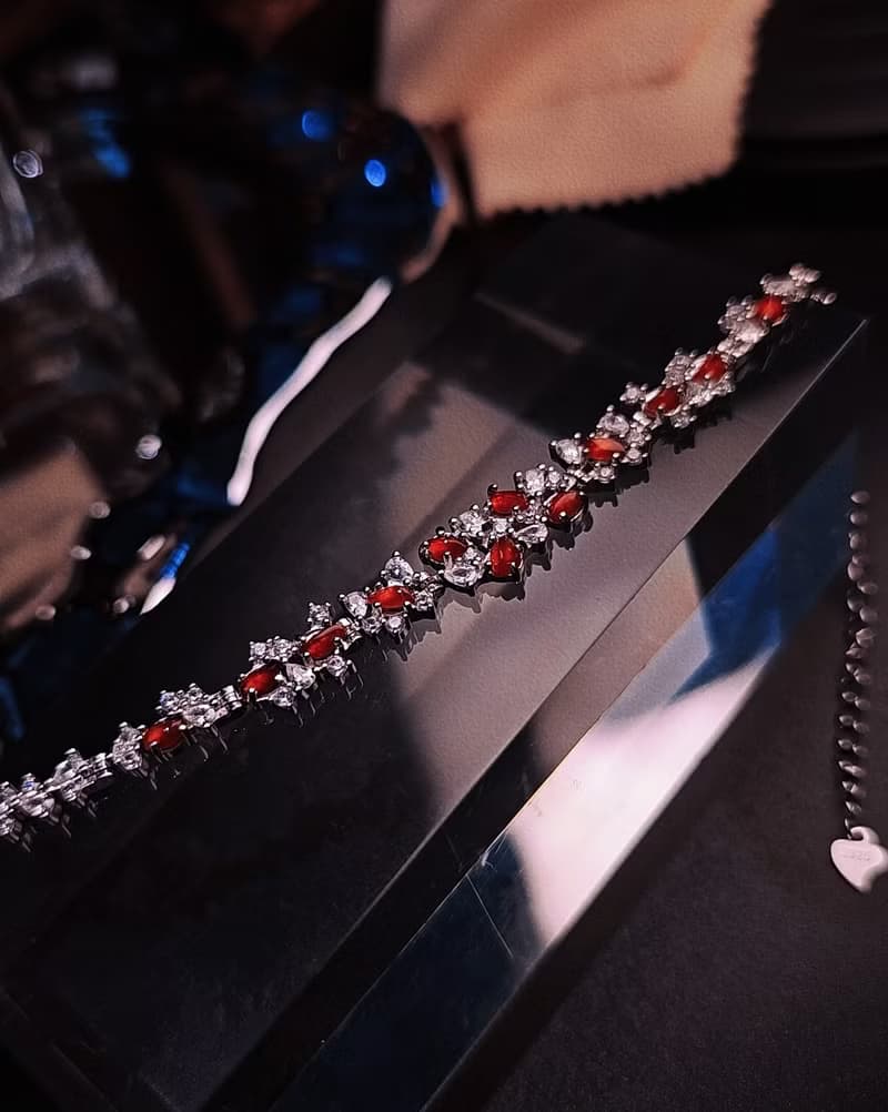 鴻運•幸福|緬甸A貨翡翠冰玻紅翡隨形訂製款純銀多顆手鏈