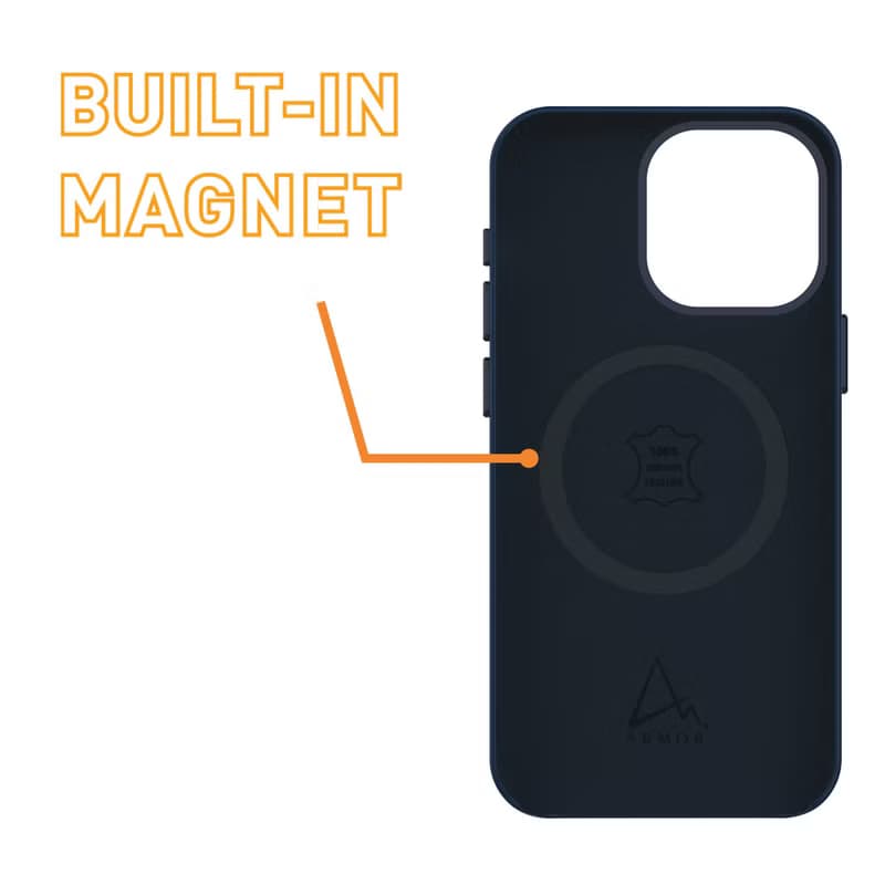 ARMOR iPhone 15系列全真皮 MagSafe 電話保護殼_海軍藍