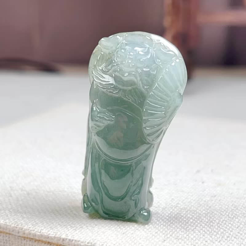 冰綠翡翠巧雕鍾馗 | 天然緬甸玉翡翠A貨 | 送禮