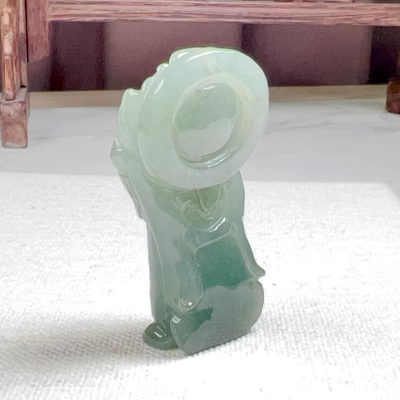 冰綠翡翠巧雕鍾馗 | 天然緬甸玉翡翠A貨 | 送禮
