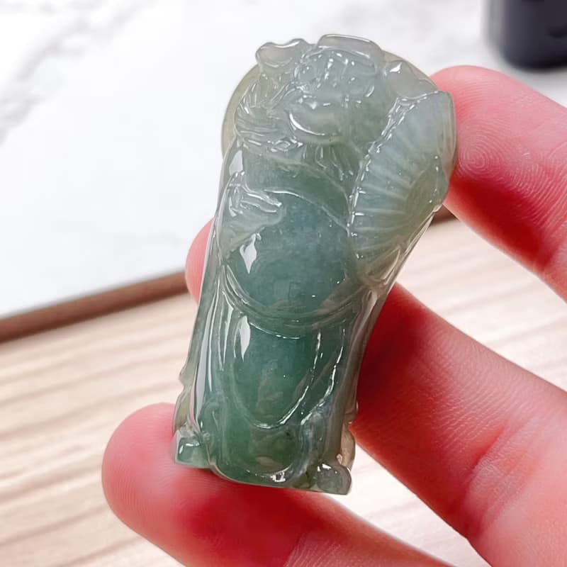 冰綠翡翠巧雕鍾馗 | 天然緬甸玉翡翠A貨 | 送禮