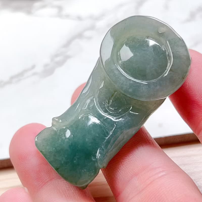 冰綠翡翠巧雕鍾馗 | 天然緬甸玉翡翠A貨 | 送禮