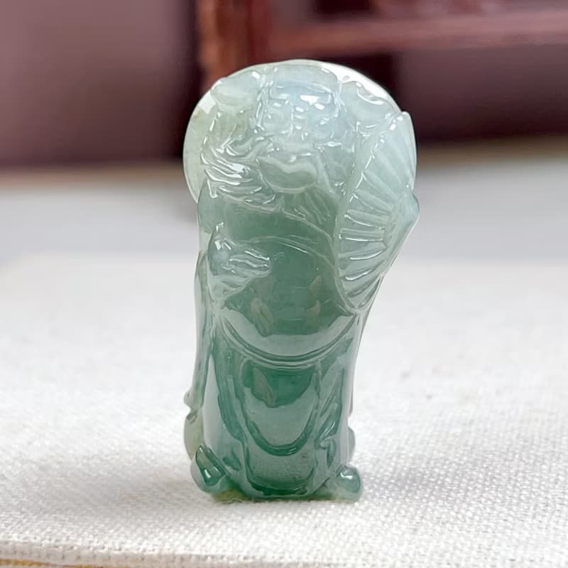 冰綠翡翠巧雕鍾馗 | 天然緬甸玉翡翠A貨 | 送禮