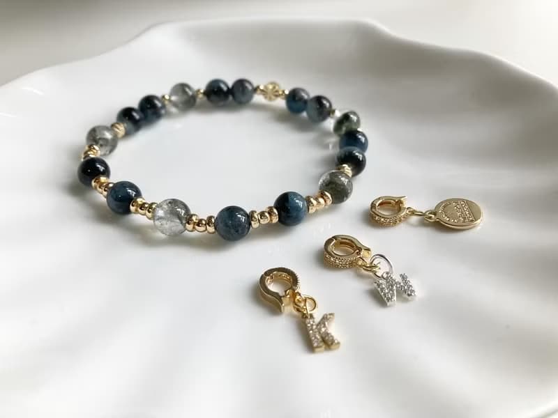 提升事業運及表達能力及自信 綠幽靈 海藍寶水晶手鍊