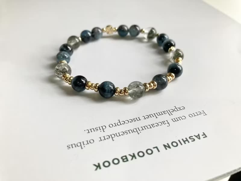 提升事業運及表達能力及自信 綠幽靈 海藍寶水晶手鍊