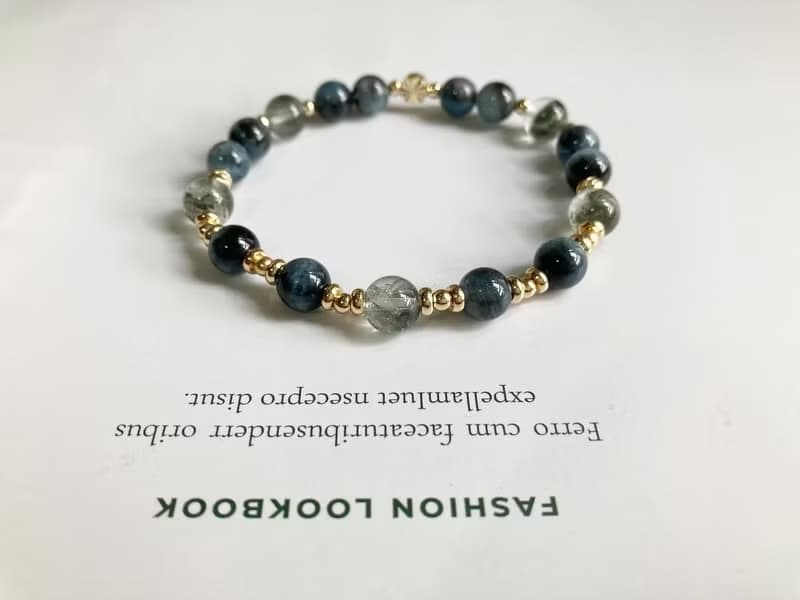 提升事業運及表達能力及自信 綠幽靈 海藍寶水晶手鍊