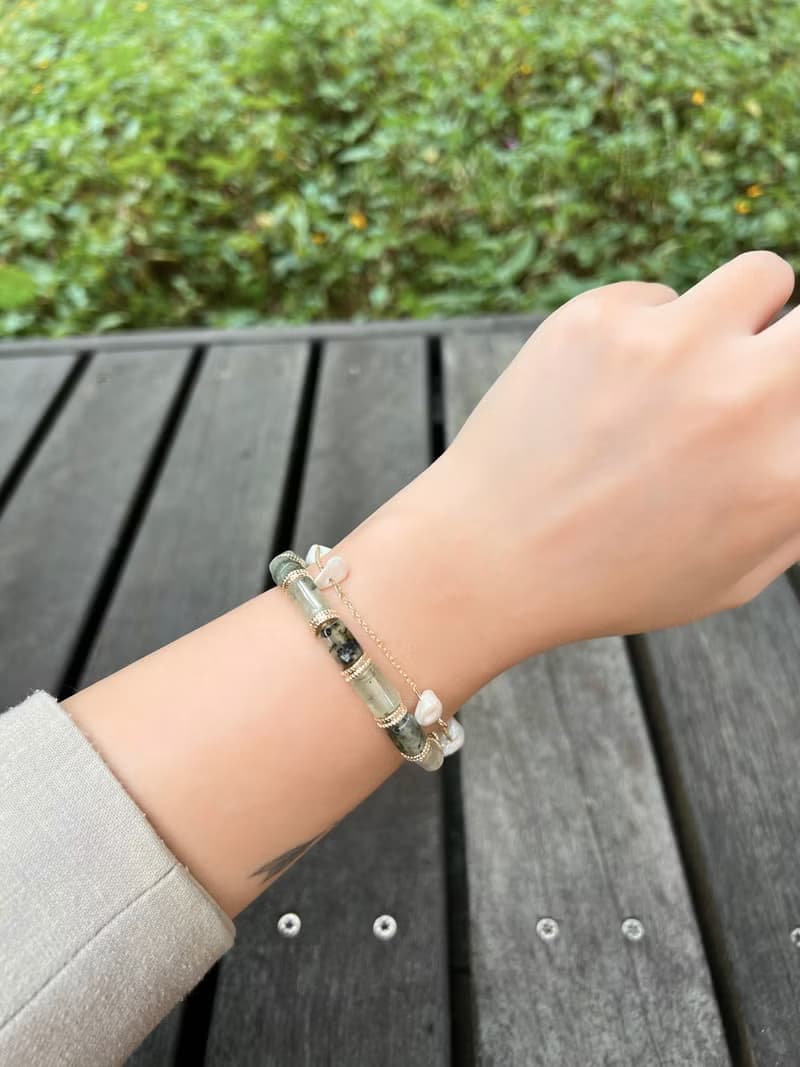葡萄石巴洛克淡水珍珠串珠雙層手鍊 | 滿額贈 生日 禮物