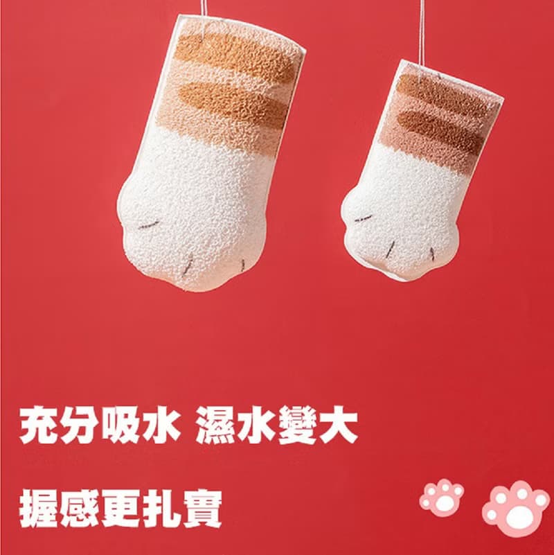 QIDINA 日用館 日韓可愛貓爪沐浴綿 1入組