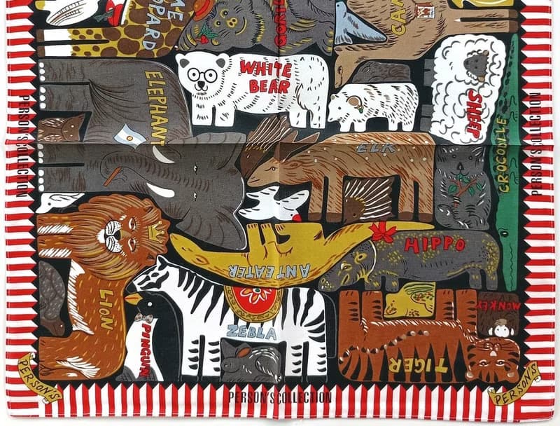 Person's Vintage Handkerchief Animal Collection 20.5 x 20 inches