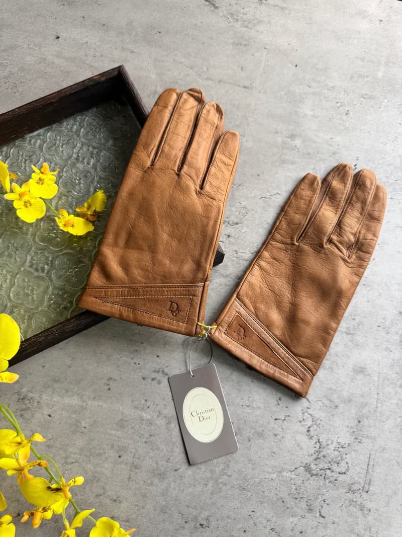 中古精品 Christian Dior 迪奧 羊皮 皮手套 棕色 保暖 禮物