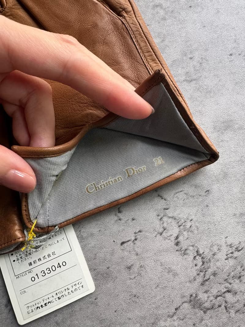 中古精品 Christian Dior 迪奧 羊皮 皮手套 棕色 保暖 禮物