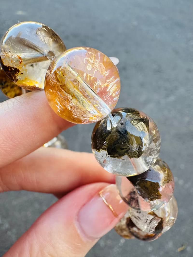 精品天然紅泥骸骨閃靈水晶15mm66g好運穩定情緒淨化洞察力