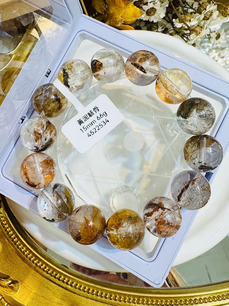 精品天然紅泥骸骨閃靈水晶15mm66g好運穩定情緒淨化洞察力