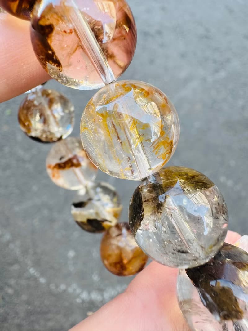 精品天然紅泥骸骨閃靈水晶15mm66g好運穩定情緒淨化洞察力