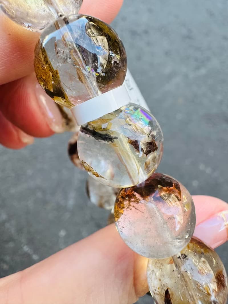 精品天然紅泥骸骨閃靈水晶15mm66g好運穩定情緒淨化洞察力