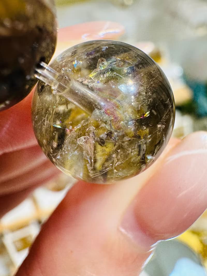 精品天然紅泥骸骨閃靈水晶15mm66g好運穩定情緒淨化洞察力