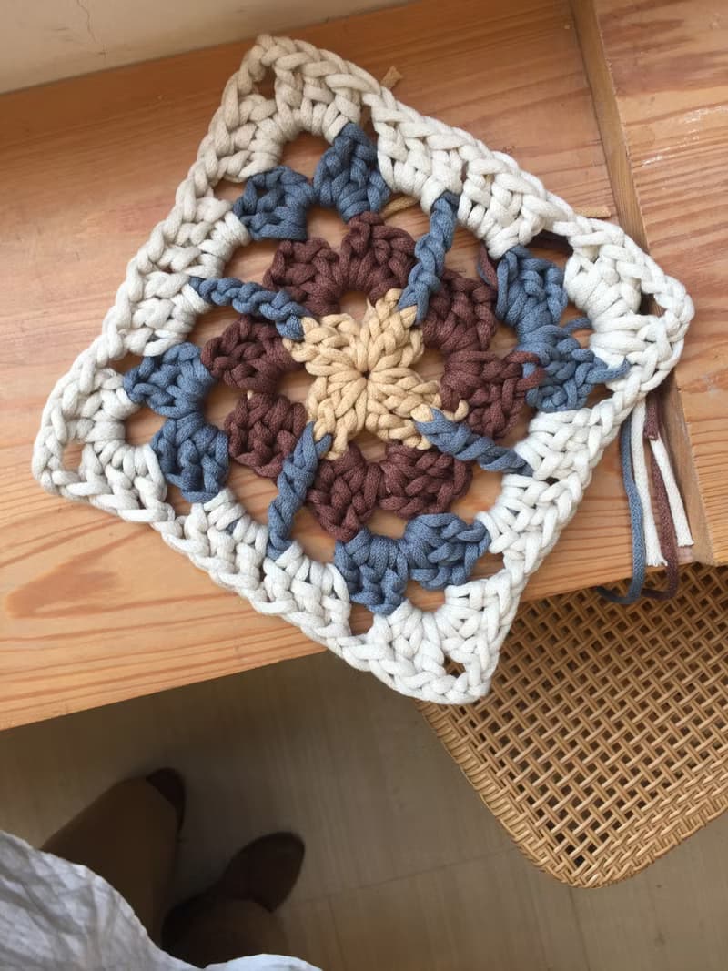 手作材料包 編織一條復古花磚毯 含影片教學