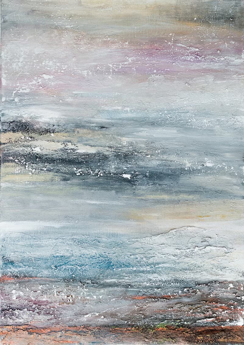 Abstract landscape relief painting in mixed media from the artist