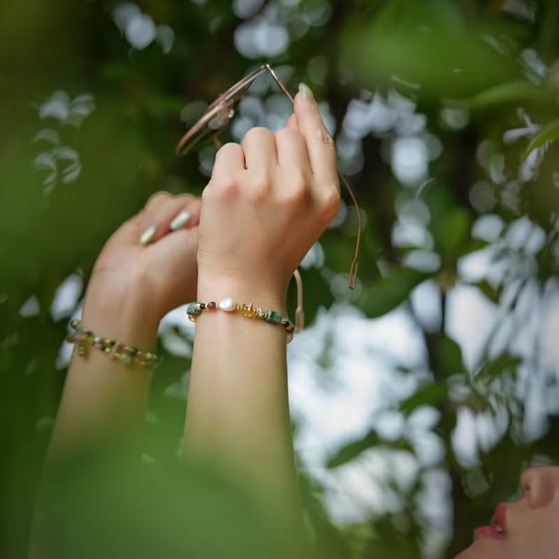 清爽系摩洛哥 l 綠松石珍珠黃水晶手鍊 C1728