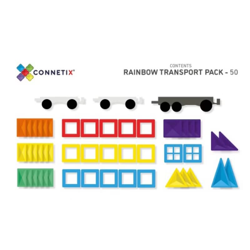 澳洲Connetix彩虹磁力積木-磁力運輸車組(50pc) 兒童玩具