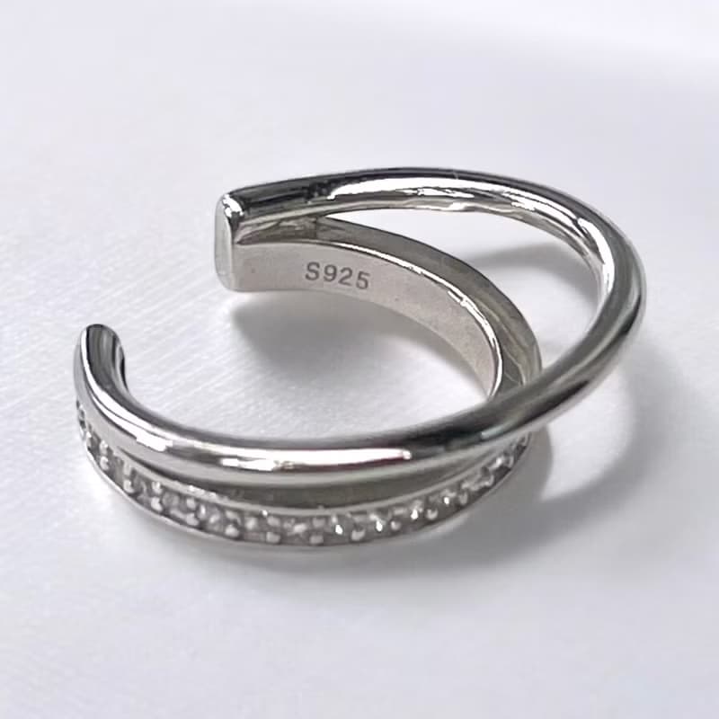silver925 CZ ダイヤ 2連 イヤーカフ / S925 耳环 イヤリング / SV925 Sterling silver ギフト　プレゼント