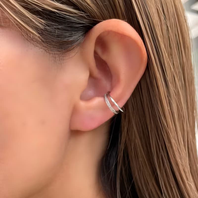 silver925 CZ ダイヤ 2連 イヤーカフ / S925 耳环 イヤリング / SV925 Sterling silver ギフト　プレゼント