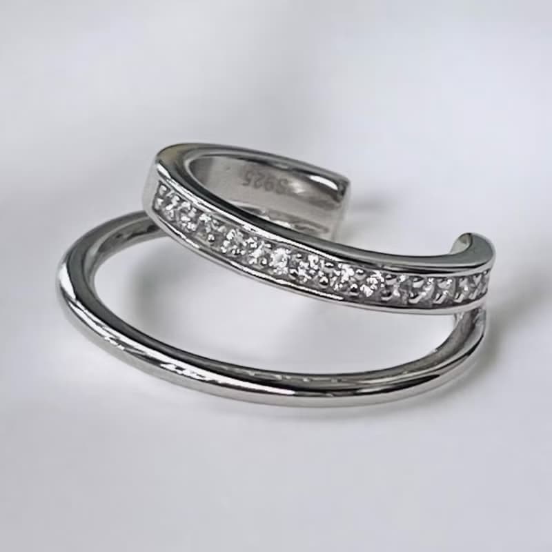 silver925 CZ ダイヤ 2連 イヤーカフ / S925 耳环 イヤリング / SV925 Sterling silver ギフト　プレゼント