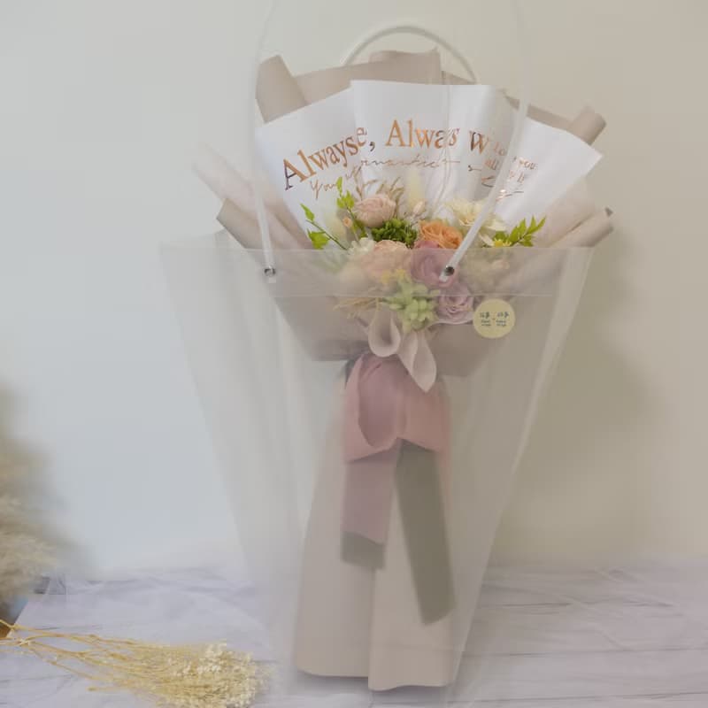 【粉紅橘色調永生不凋花束】感謝花束/情人花束/送禮/溫柔活力