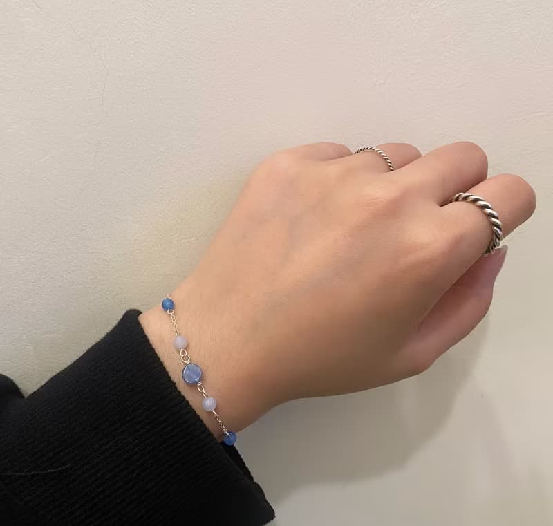 呢喃細語 純銀手鍊/天然石 藍晶石