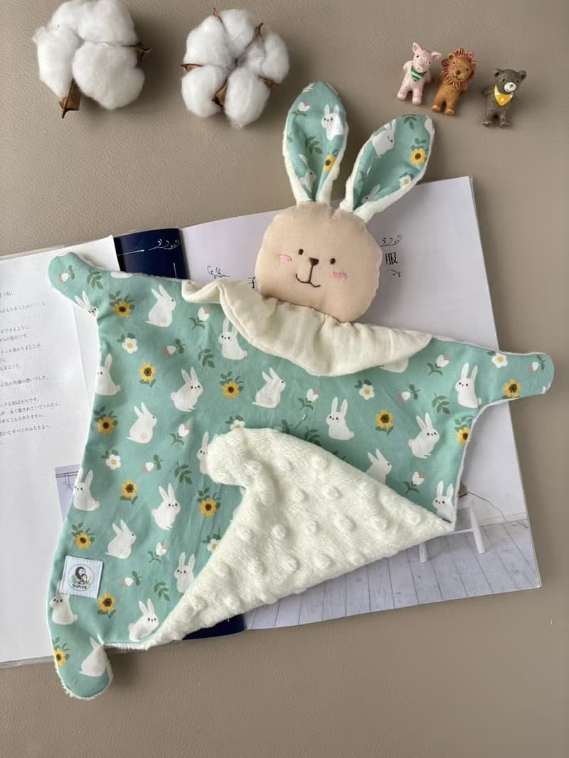 兔寶寶安撫巾－向日葵兔兔 韓國純棉布 口水巾