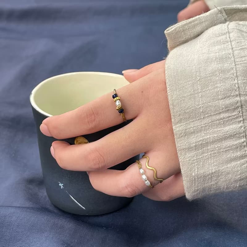 老林雜貨 | 青金石珍珠戒指