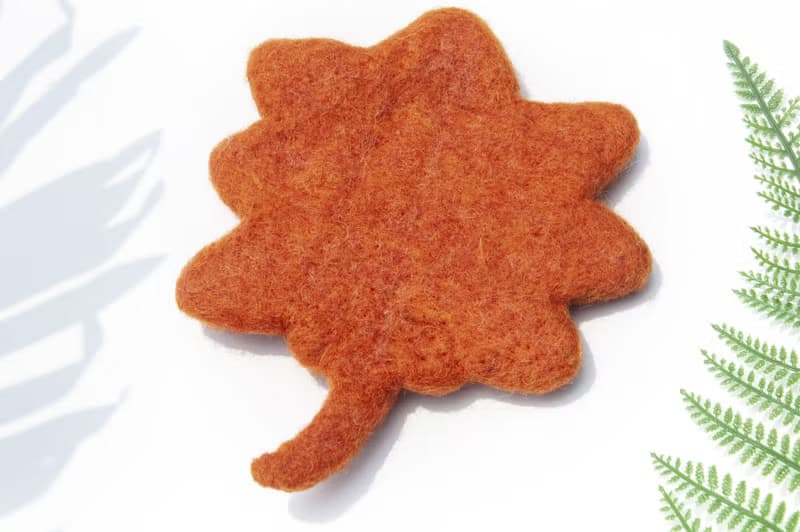 情人節禮物 聖誕交換禮物 森林系羊毛氈杯墊 植物杯墊-楓葉杯墊