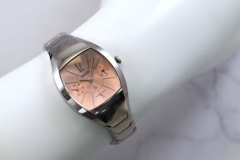 送料無料 SEIKO ルキア レディース腕時計 クォーツ 粉紅色 橙色  28mm  Ref.5Y89-5A20 手錶 古董錶 復古手錶 日本直送