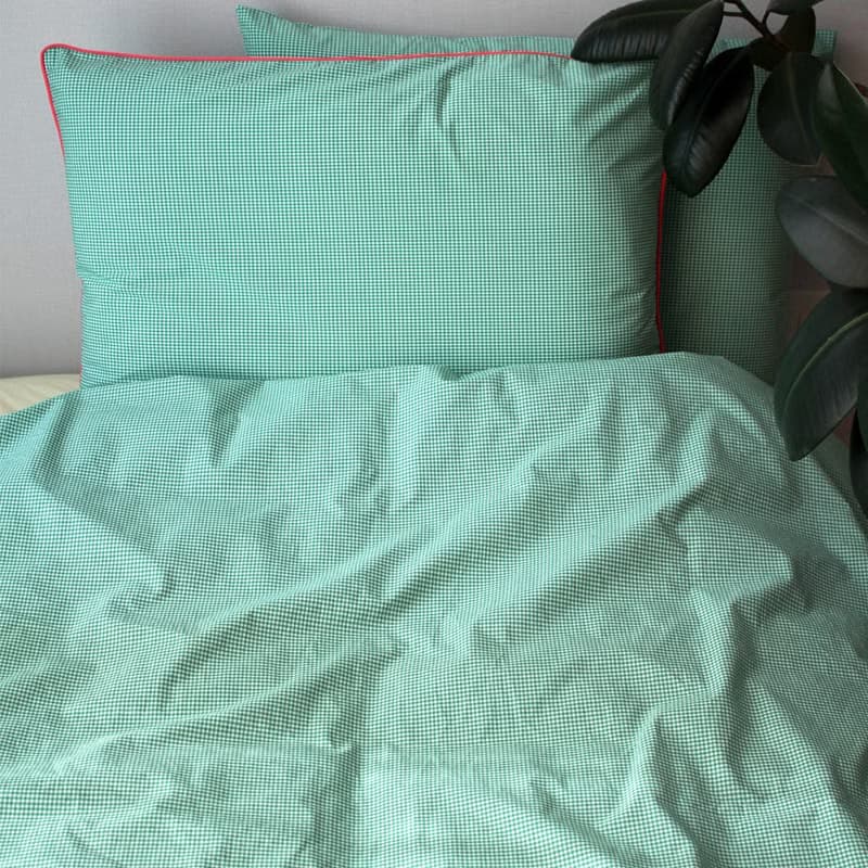 Made in korea Green gingham check Cotton bedding set 被套枕套組 gift