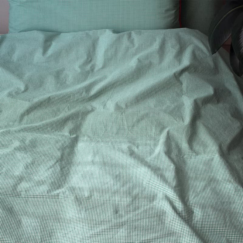 Made in korea Green gingham check Cotton bedding set 被套枕套組 gift