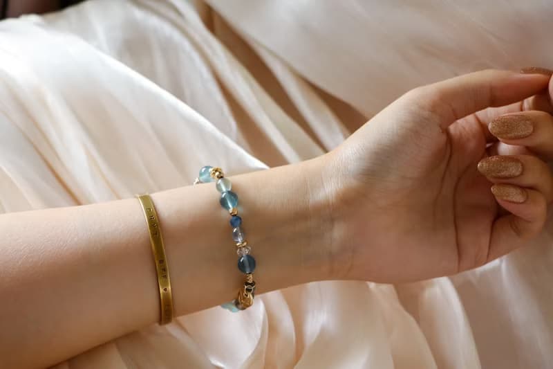 藍螢石手鍊原礦設計 /  大馬士茴香 - 藍螢石-拉長石-藍晶石